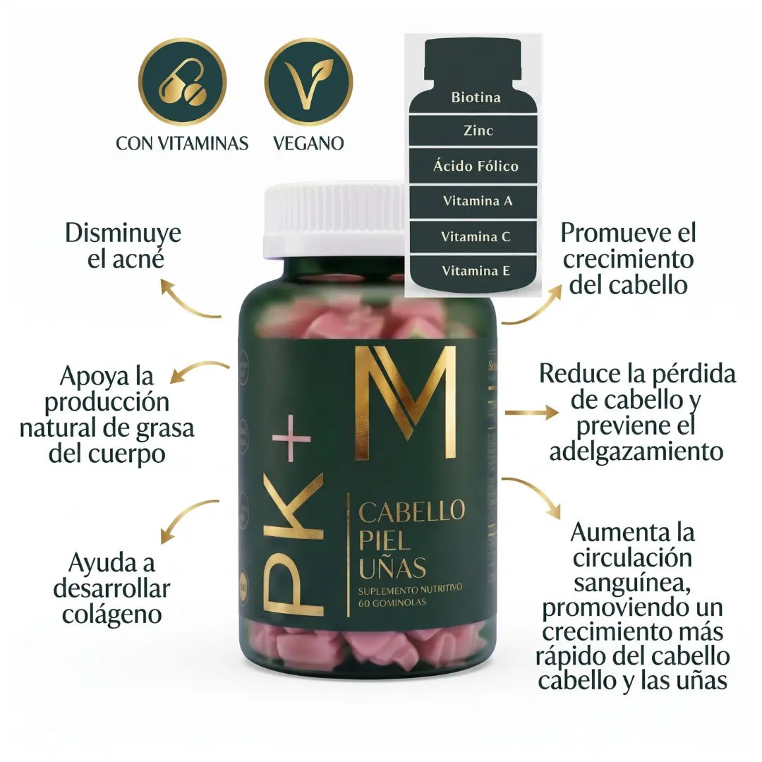 MENOS CAÍDA. PIEL CON BRILLO, UÑAS FUERTES.
